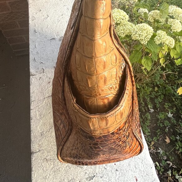 BRAHMIN Melbourne Toasted Almond Moc Croc Top Handles Shoulder Bag Hobo Rare - Picture 10 of 10